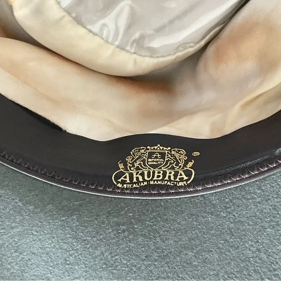 OLIVE GREEN AKUBRA PURE FUR FELT AUSTRALIAN OUTBACK HAT SIZE 58 - Picture 4 of 5